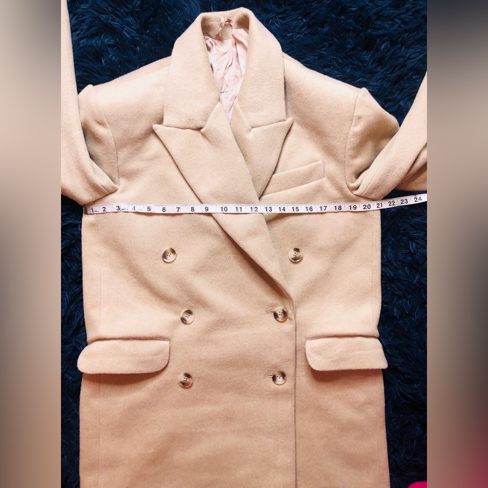 NWOT HOUSE OF CB CARTER OATMEAL DOUBLE BREASTED WOOL COAT. SIZE S - Picture 10 of 12